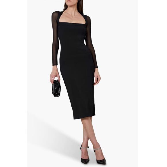 Ralph Lauren Collection Purple Label Chiffon paneled stretch knit midi dress $3k - Picture 1 of 13